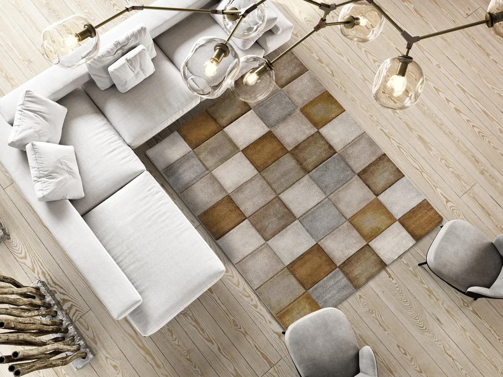 Tepih LENA 22605 riđa, 080×150 cm — stražnji prikaz