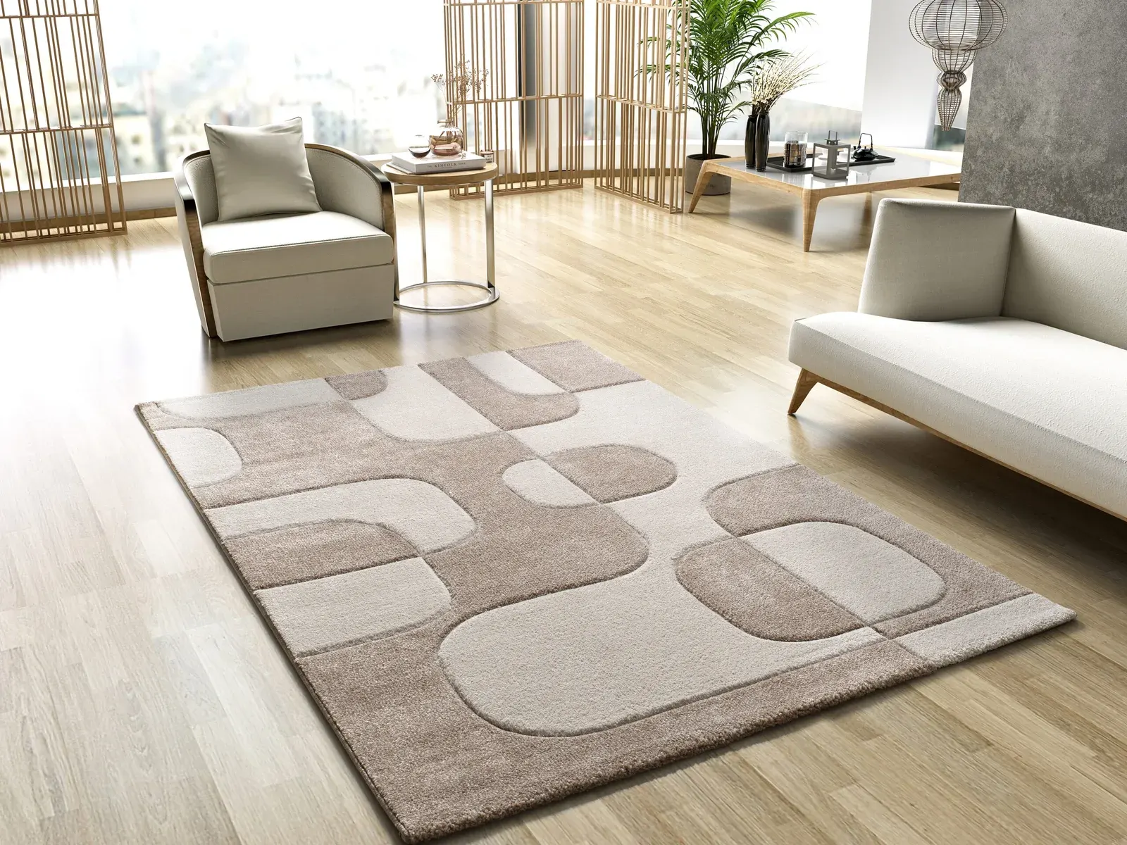 Tepih LENA 40314 krem, 080×150 cm — stražnji prikaz