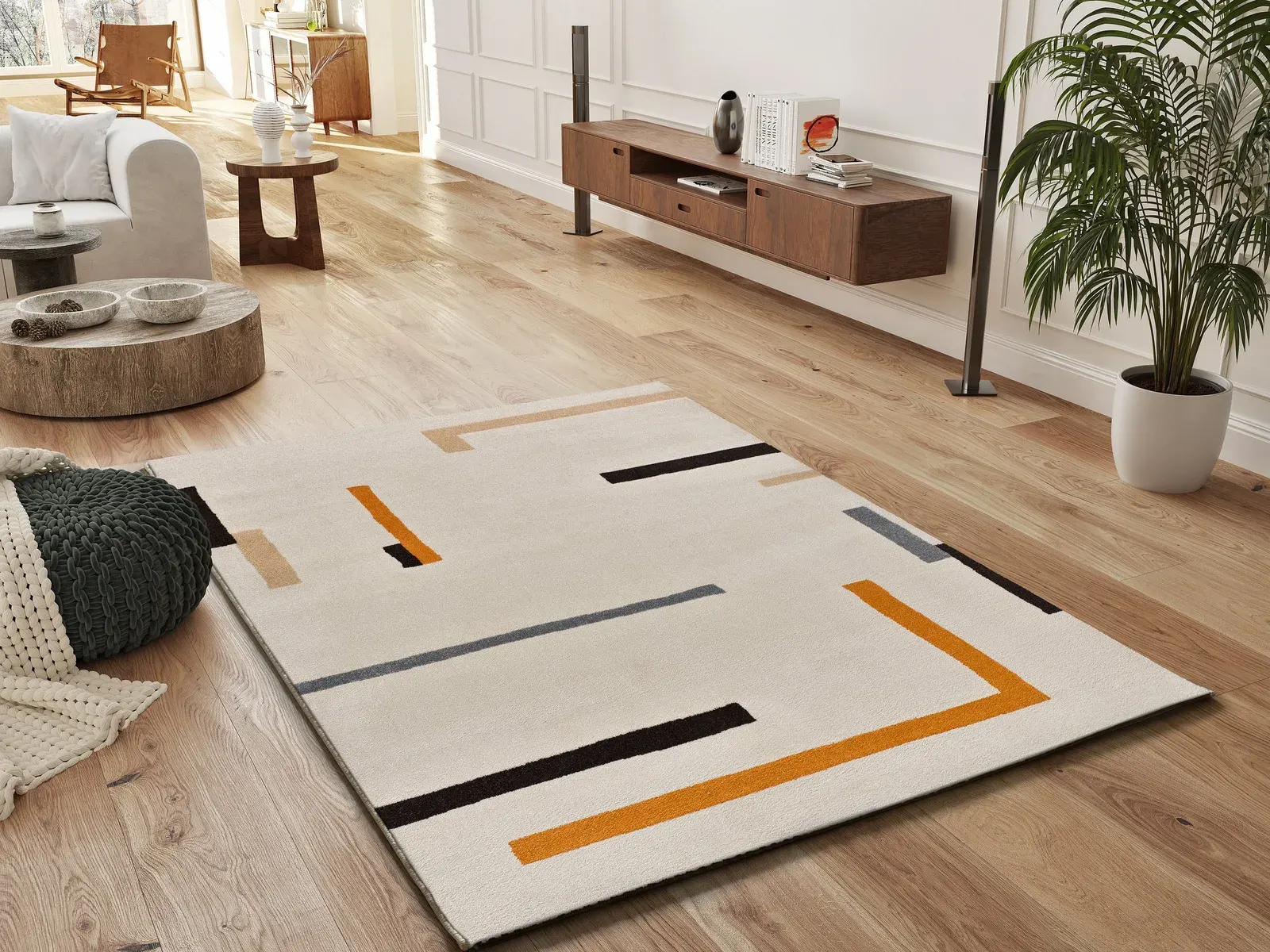 Tepih LESSIA LINEA narančasta, 080×150 cm — stražnji prikaz