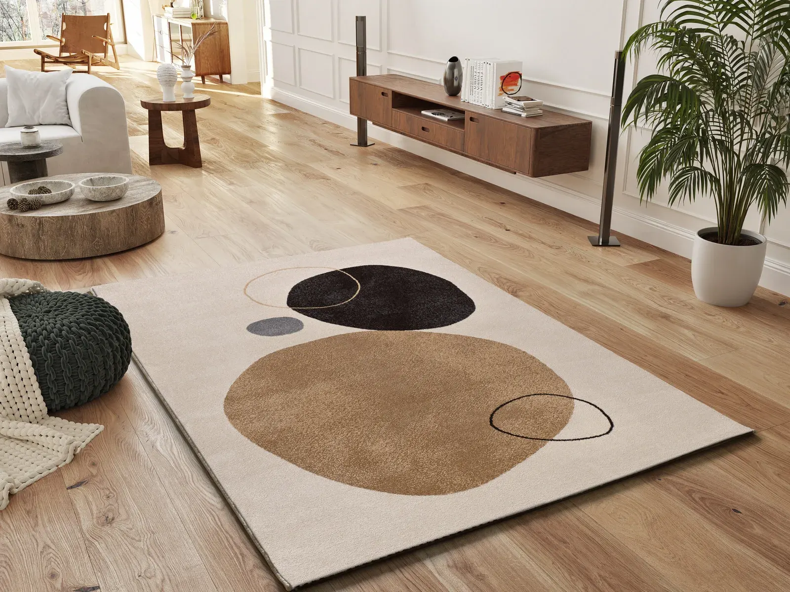 Tepih LESSIA PEBLINNE bež, 080×150 cm — stražnji prikaz