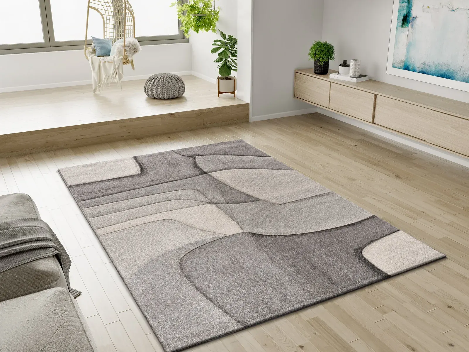 Tepih MEDEL 40378 siva, 080×150 cm — stražnji prikaz