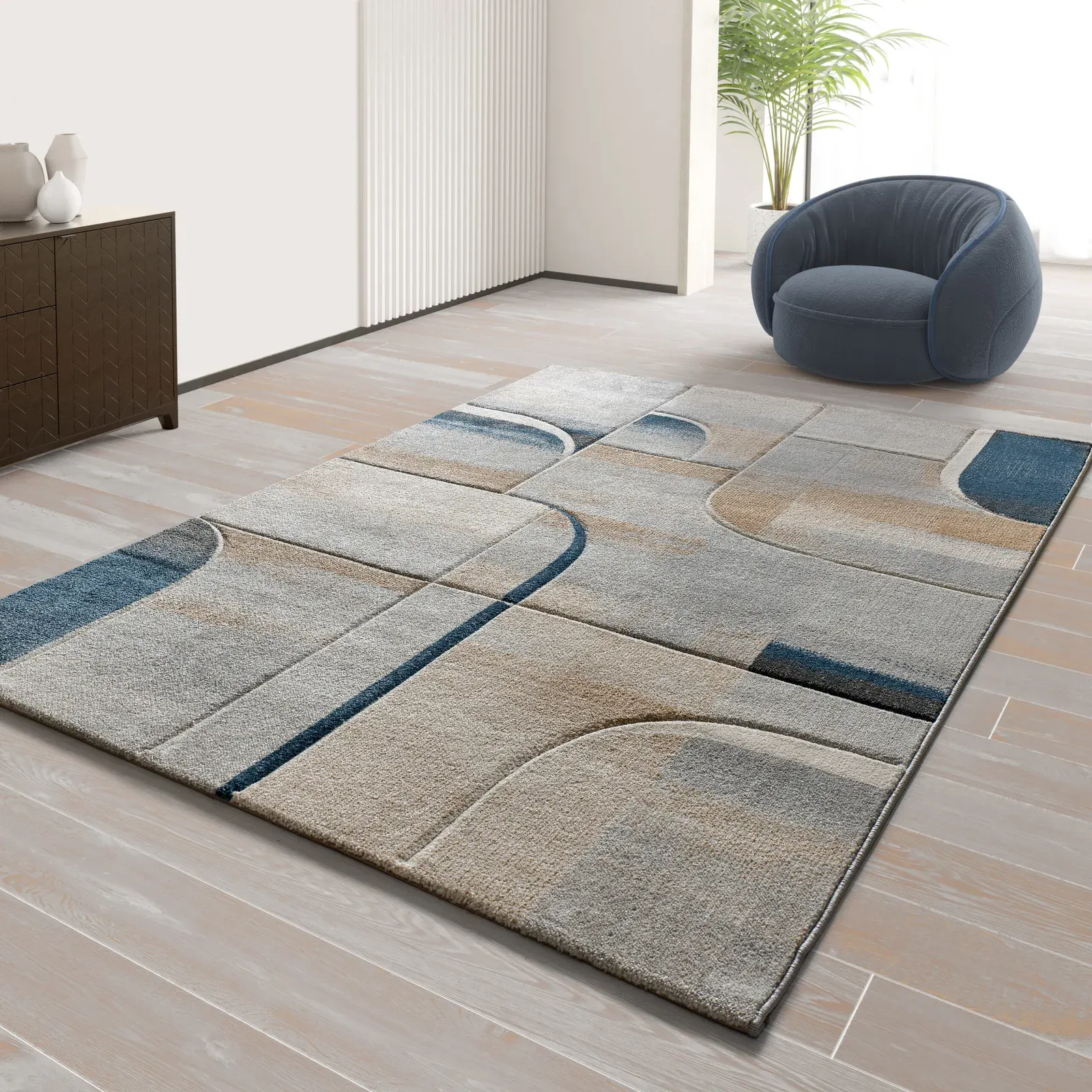 Tepih MEDEL 40379 plava, 080×150 cm — stražnji prikaz