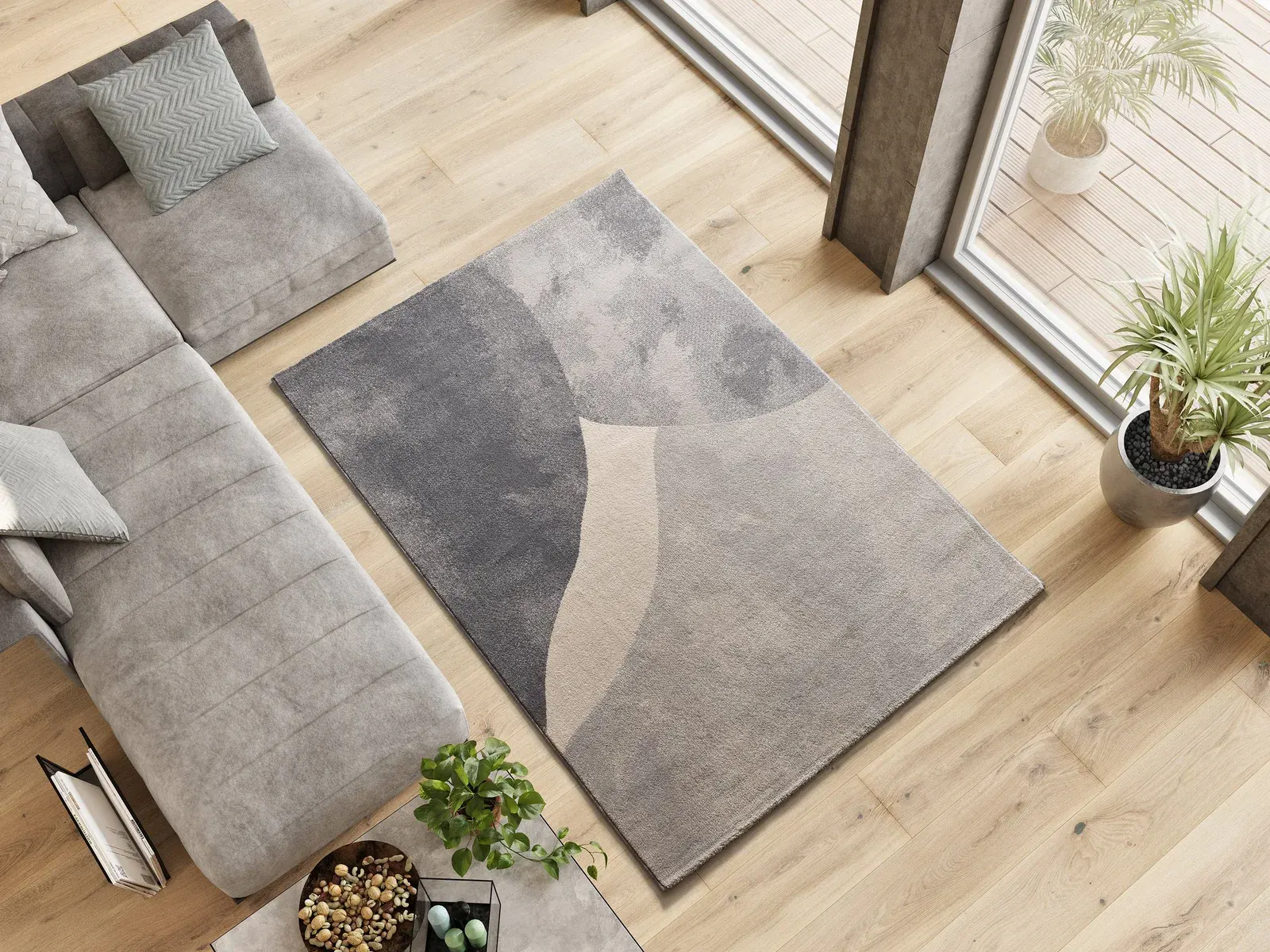 Tepih MONIC 12803 srebrna, 080×150 cm — stražnji prikaz