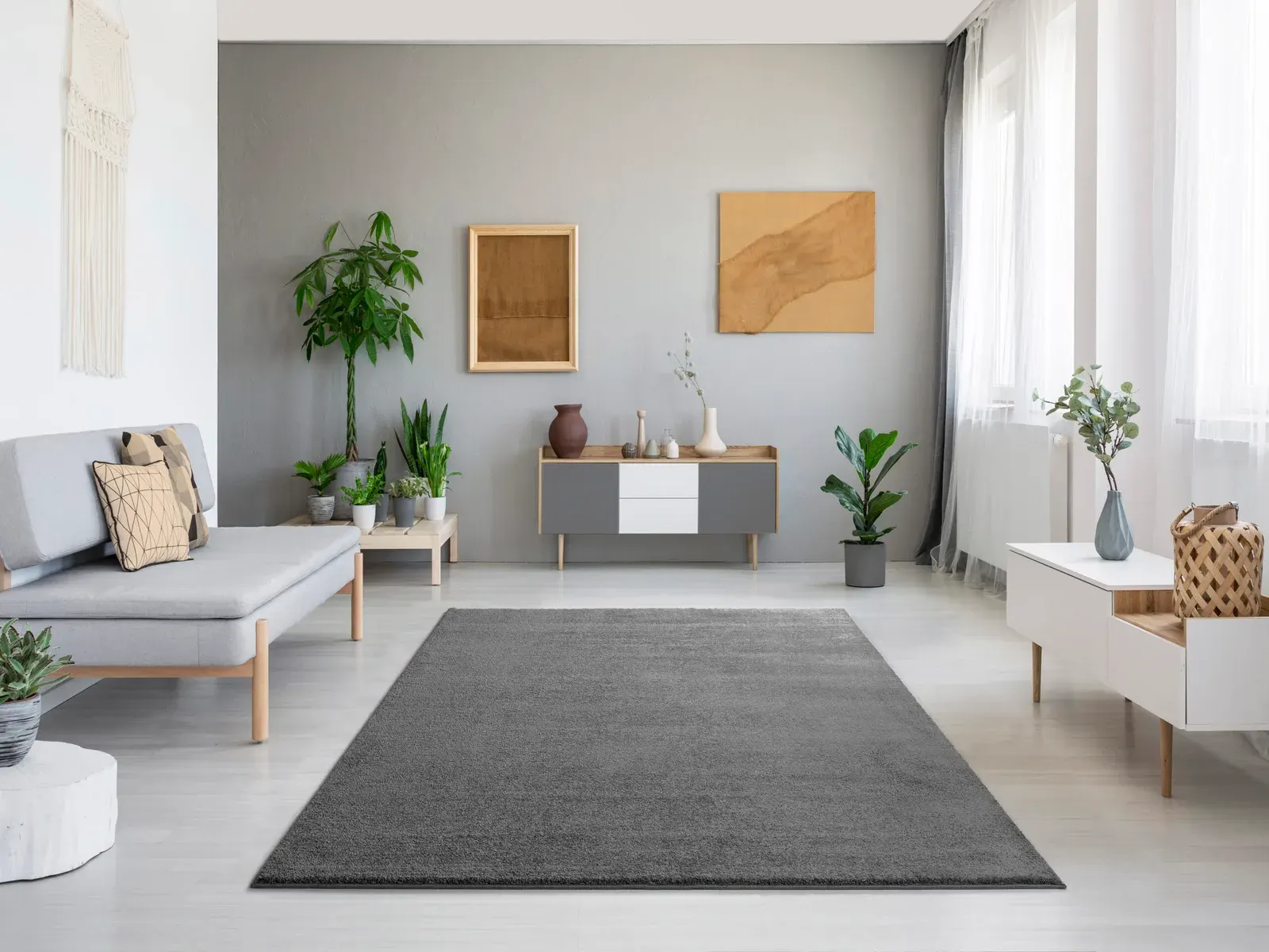 Tepih MONTANA LISO siva, 060×120 cm — stražnji prikaz
