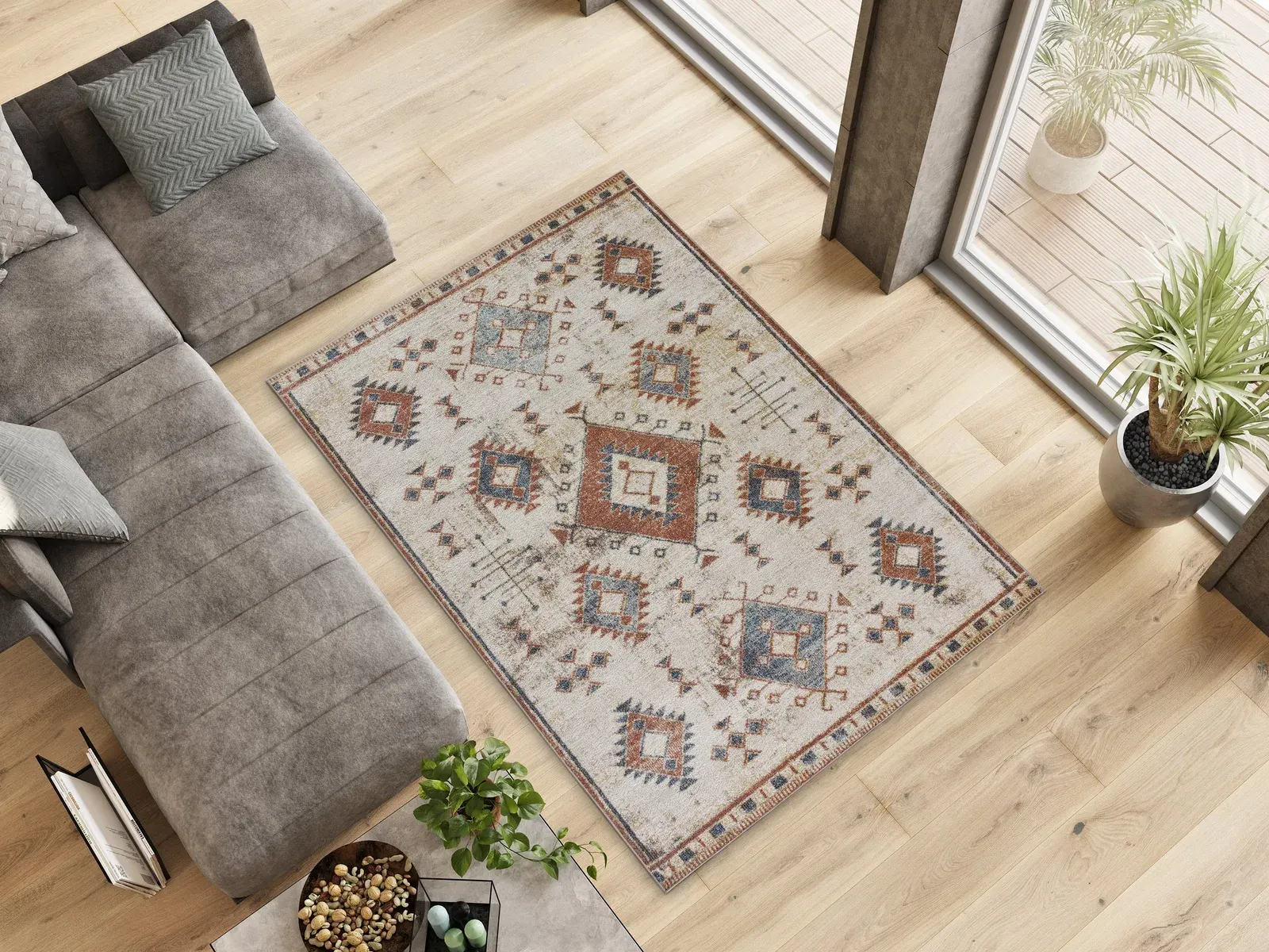 Tepih PARMA 54553 riđa, 080×150 cm — stražnji prikaz