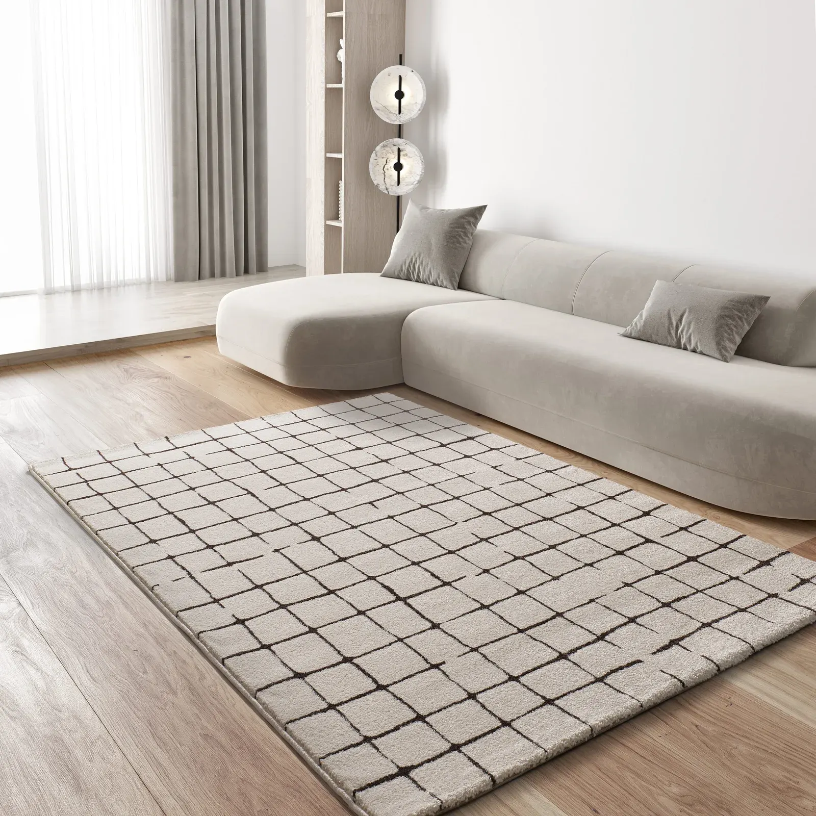 Tepih RETRO 12898 bijela, 080×150 cm — stražnji prikaz