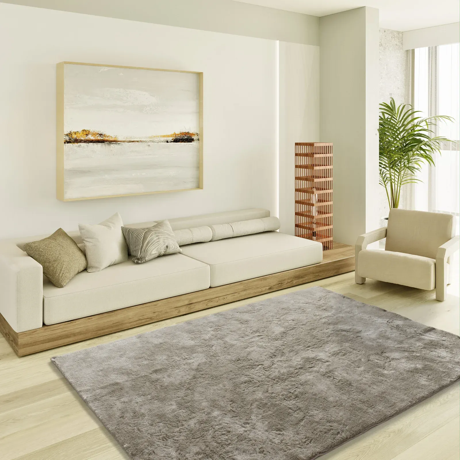 Tepih ROMA LISO kamena, 060×110 cm — stražnji prikaz