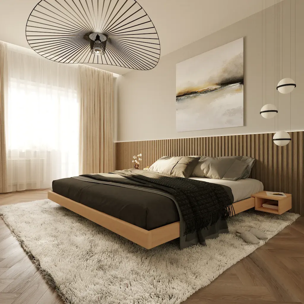 Noćni ormarić Carre – neobrađeno drvo — detalj