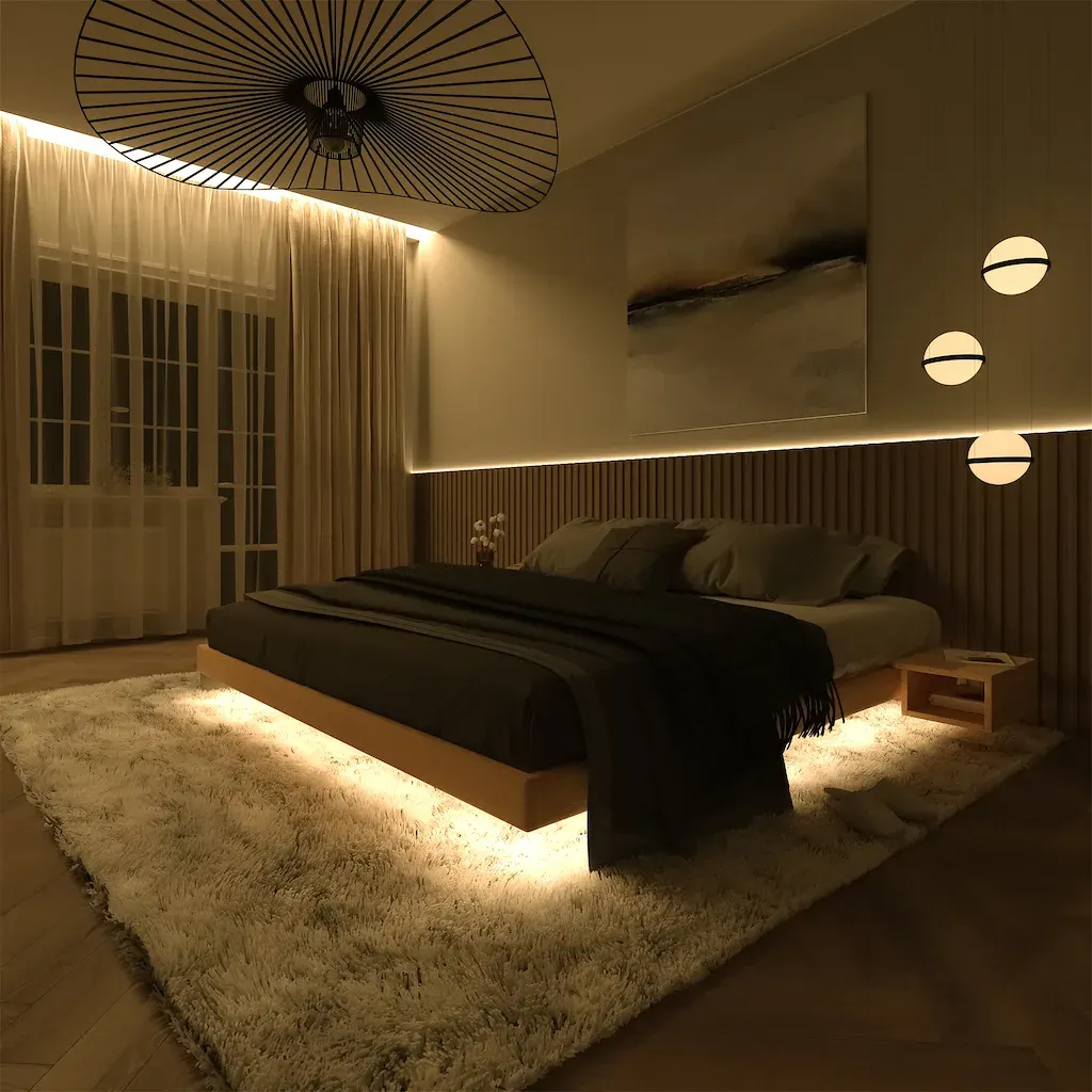 Bračni krevet Carre 140×200 – neobrađeno drvo — stražnji prikaz